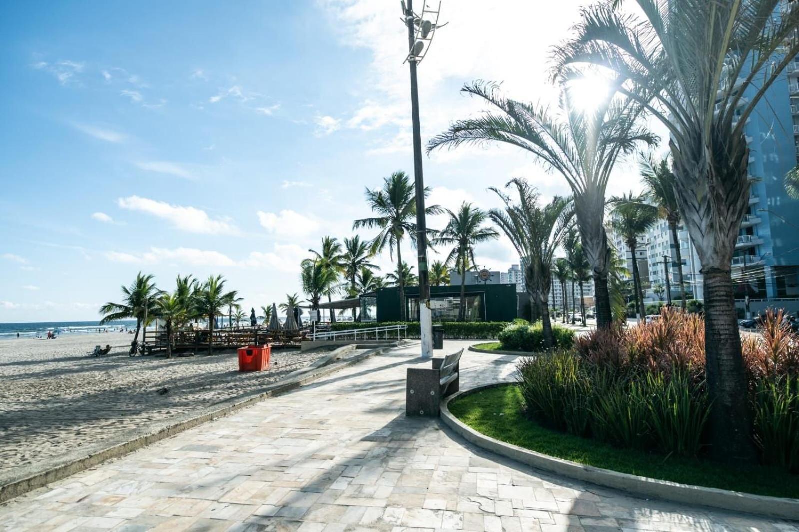 Frente Vista Mar Com Varanda Wi Fi 300Mbps E 10M Da Praia Da Tupi - Estacionamento Gratuito Praia Grande  Buitenkant foto