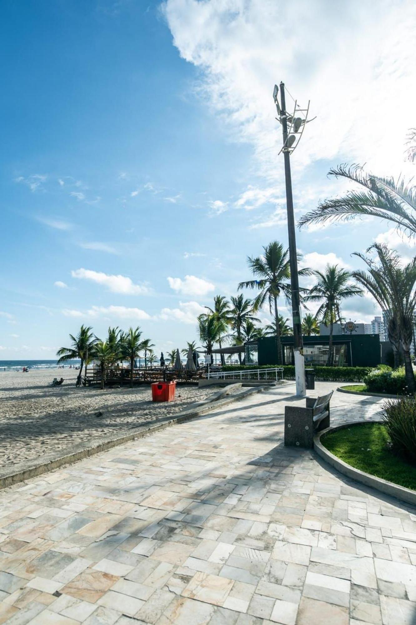 Frente Vista Mar Com Varanda Wi Fi 300Mbps E 10M Da Praia Da Tupi - Estacionamento Gratuito Praia Grande  Buitenkant foto