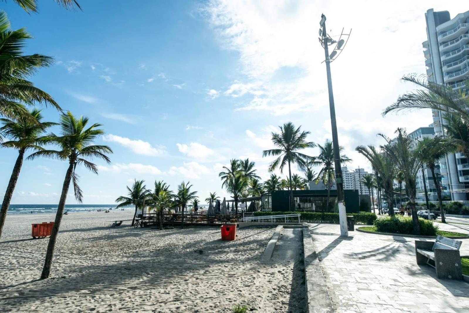 Frente Vista Mar Com Varanda Wi Fi 300Mbps E 10M Da Praia Da Tupi - Estacionamento Gratuito Praia Grande  Buitenkant foto